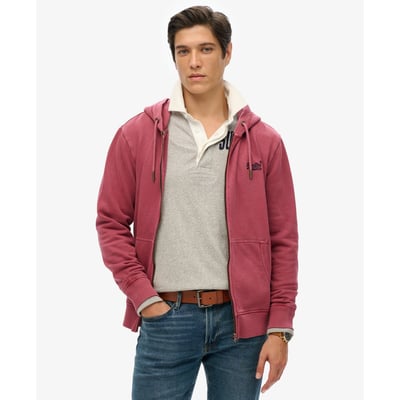 Sweat à capuche délavé zippé à logo Essential SUPERDRY