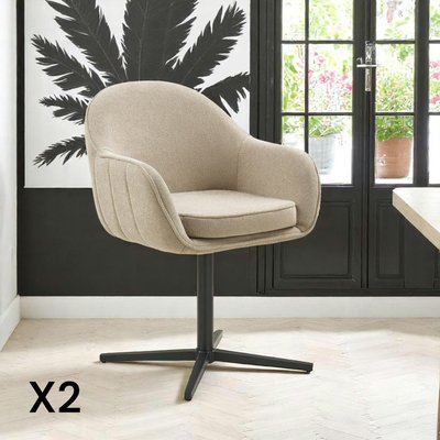 Chaise pivotante gris clair avec dossier rond et piètement noir (lot de 2) MONTREUX PIER IMPORT