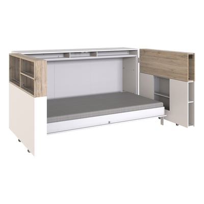 Lit escamotable horizontal 90x200 avec aménagement de lit - L212 cm CALICOSY