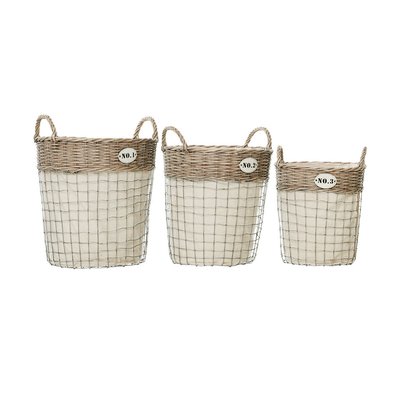 Set of 3 Laundry Baskets in Willow/Wire SO'HOME