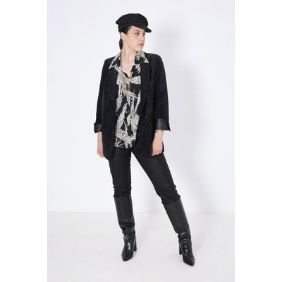 Veste tailleur en velours et empiècement cuir végan JEAN-MARC PHILIPPE