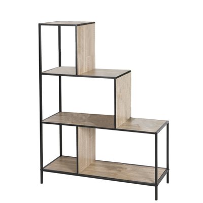 Étagère bibliothèque escalier en métal noir et bois 4 niveaux 80x30x112.5cm URBAN LIVING