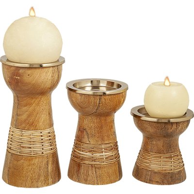 Bougeoir bois doré décoration chaleureuse et élégante RECOLLECTION