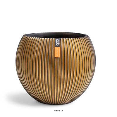 Superbe pot Groove doré forme boule en plastique H15xD18 cm ARTIFICIELLES