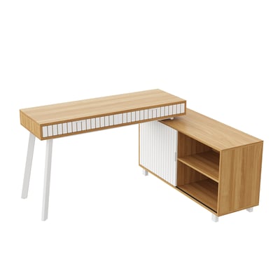 Bureau d’angle avec rangements et tiroirs style scandinave, BABERG MEUBLES COSY