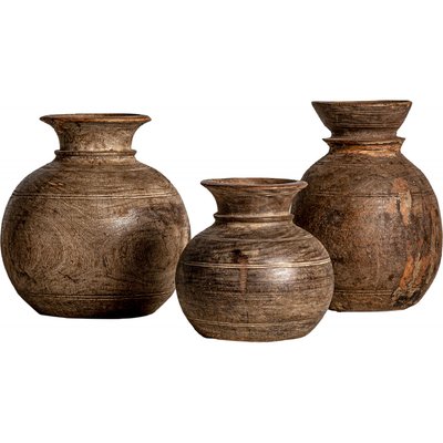 Vases en bois recyclé (lot de 3) Vacio RECOLLECTION