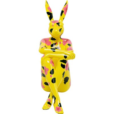 Déco Gangster lapin jaune XL fleurs roses KARE DESIGN