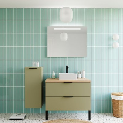 Ensemble vasque posée 2 tiroirs + miroir - SOHO HOMIFAB