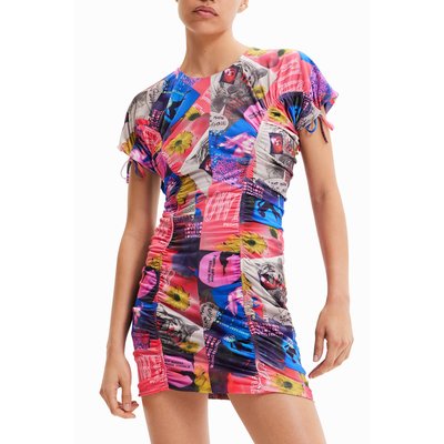 Mini robe ajustée froncée collage - RED - L DESIGUAL