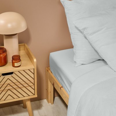 Drap housse uni PERCALE DE COTON BLEU CALIN