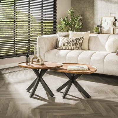 Table de salon gigogne à bords hauts en bois d'acacia (lot de 2) MELBOURNE PIER IMPORT