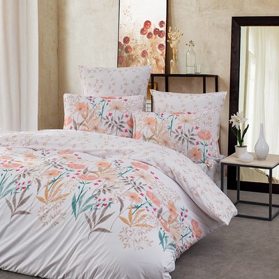 Parure housse de couette percale avec 2 taies 50x70 cm ANGELICA SENSEI MAISON