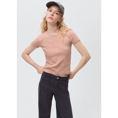 T-shirt crop maille côtelée MANGO TEEN