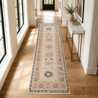 Tapis salon géométrique, noué main en laine, KAZAK CO 58 UN AMOUR DE TAPIS