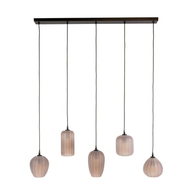 Suspension salle à manger verre brun dépoli 5 lampes NOVA PIER IMPORT
