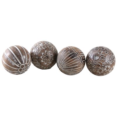 Boules en manguier motifs assortis Lot de 4 - 8 cm AUBRY GASPARD