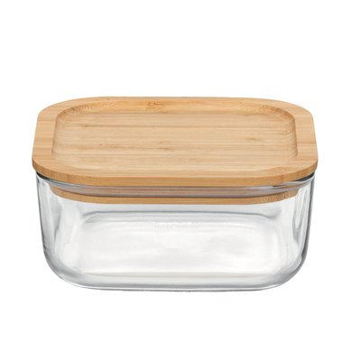 Boîte avec couvercle Frigoverre 10x10 cm en bambou BORMIOLI
