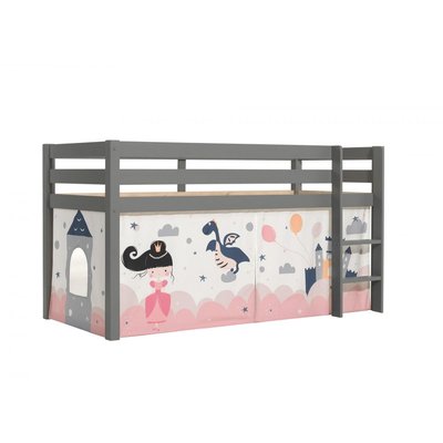 Lit Enfant Surélevé + Rideau en parties Princesse VIPACK