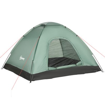 Tente de camping 2 personnes fibre verre polyester noir vert OUTSUNNY