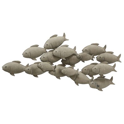 Décoration murale en métal banc de poissons 62x5x28cm WADIGA