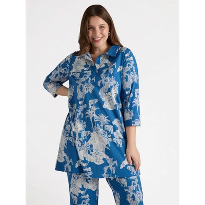 Robe en popeline imprimé jungle, avec col et décolleté en V FIORELLA RUBINO