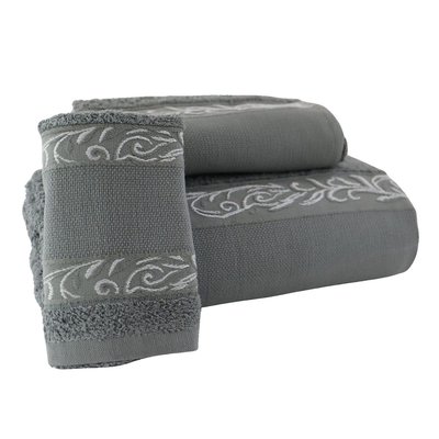 Lot de 3 serviettes coton éponge avec bande en toile aida PANAMA LINANDELLE