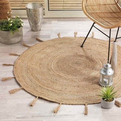 Tapis rond 120  jute Sanda argent DECORATIE