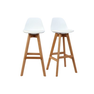 Tabourets de bar scandinaves blanc et bois 65 cm (lot de 2) MINI PAULINE MILIBOO