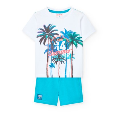 Ensemble t-shirt avec dessin frontal et bermuda uni BOBOLI