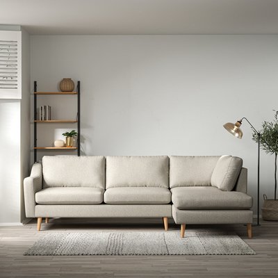 Rosa Curve Soft Woven Chaise - Right Facing with Light Wood Legs SO'HOME