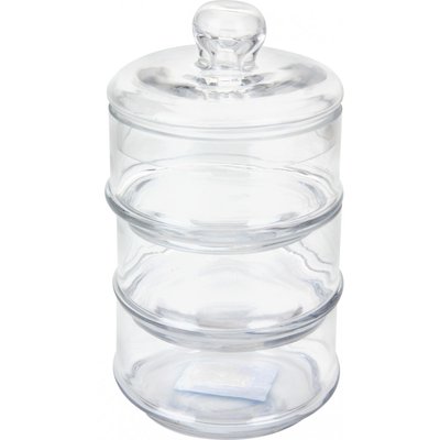 Bonbonnière en Verre à 3 étages avec couvercle 13x13x22cm WADIGA