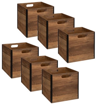 Lot de 6 Boîtes de rangement design en MDF effet bois TOILINUX
