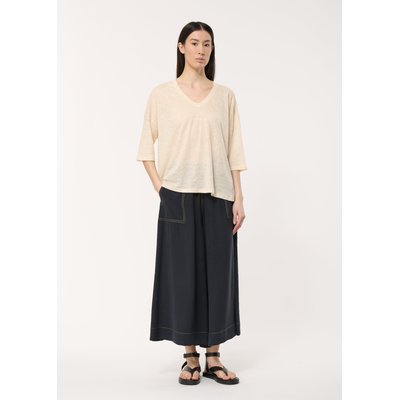T-shirt noir ample en lin manches courtes HUMILITY