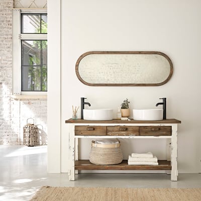 Meuble de salle de bain en bois recyclé 150 cm  SEZANNE BERAH GETAH