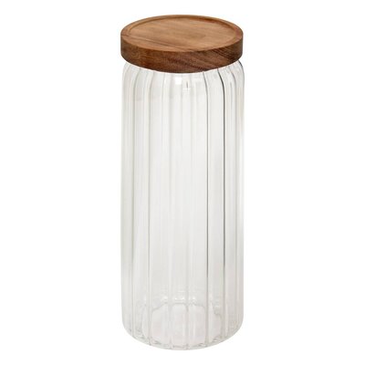 Bocal cuisine en verre borosilicate strié couvercle acacia 1.4L HARMONY 5FIVE SIMPLY SMART