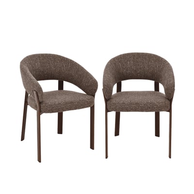 Lot de 2 chaises pieds métal effet noyer - LARA CALICOSY