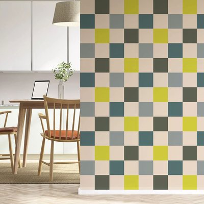 Papier peint damier coloré HEXOA