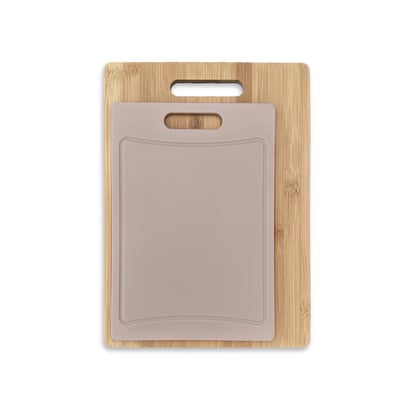 Lot de 2 planches à découper en bois et silicone KITCHEN UTILITY