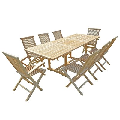 Ensemble salon de jardin en teck AMARA 6 chaises 2 fauteuils C ET L JARDIN