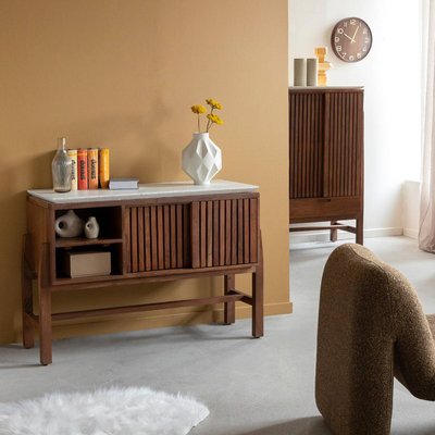 Buffet 2 portes en bois d'acacia et terrazzo  KAELIS MADE IN MEUBLES 