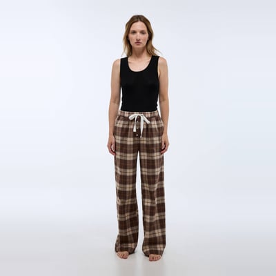 Pantalon à carreaux en coton gratté MONOPRIX