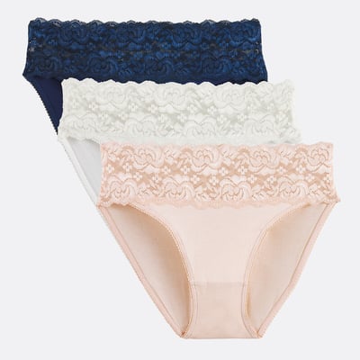 Lot de 3 slips avec large bande en dentelle ANNE WEYBURN