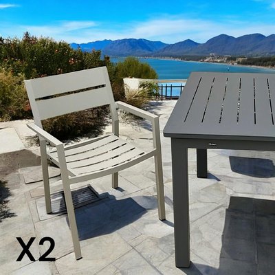 Chaise de jardin avec accoudoirs en aluminium gris sable (lot de 2) STOCKHOLM PIER IMPORT