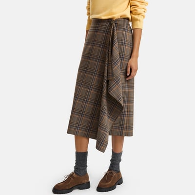 Jupe portefeuille midi, à carreaux LA REDOUTE COLLECTIONS