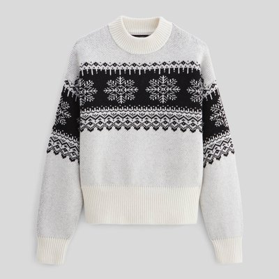 Pull jacquard fantaisie en laine MONOPRIX