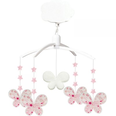 Mobile musical Étoiles Papillons Roses TROUSSELIER