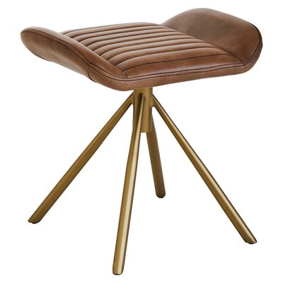 Midcentury Leather Angular Footstool SO'HOME