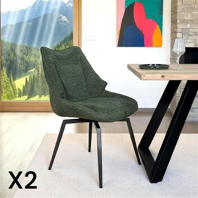 Chaise design tissu microfibre kaki (lot de 2) IENA PIER IMPORT