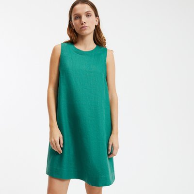 Vestido curto evasé de cavas, em linho LA REDOUTE COLLECTIONS