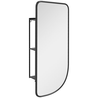 Miroir mural forme organique dim. 40L x 86H cm - 3 étagères - noir HOMCOM